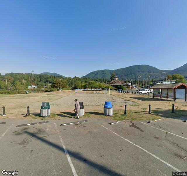 Lake Cowichan Beach Volleyball Court, aerial view